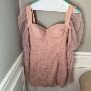 Blush pink fashion nova puff sleeve mini dress